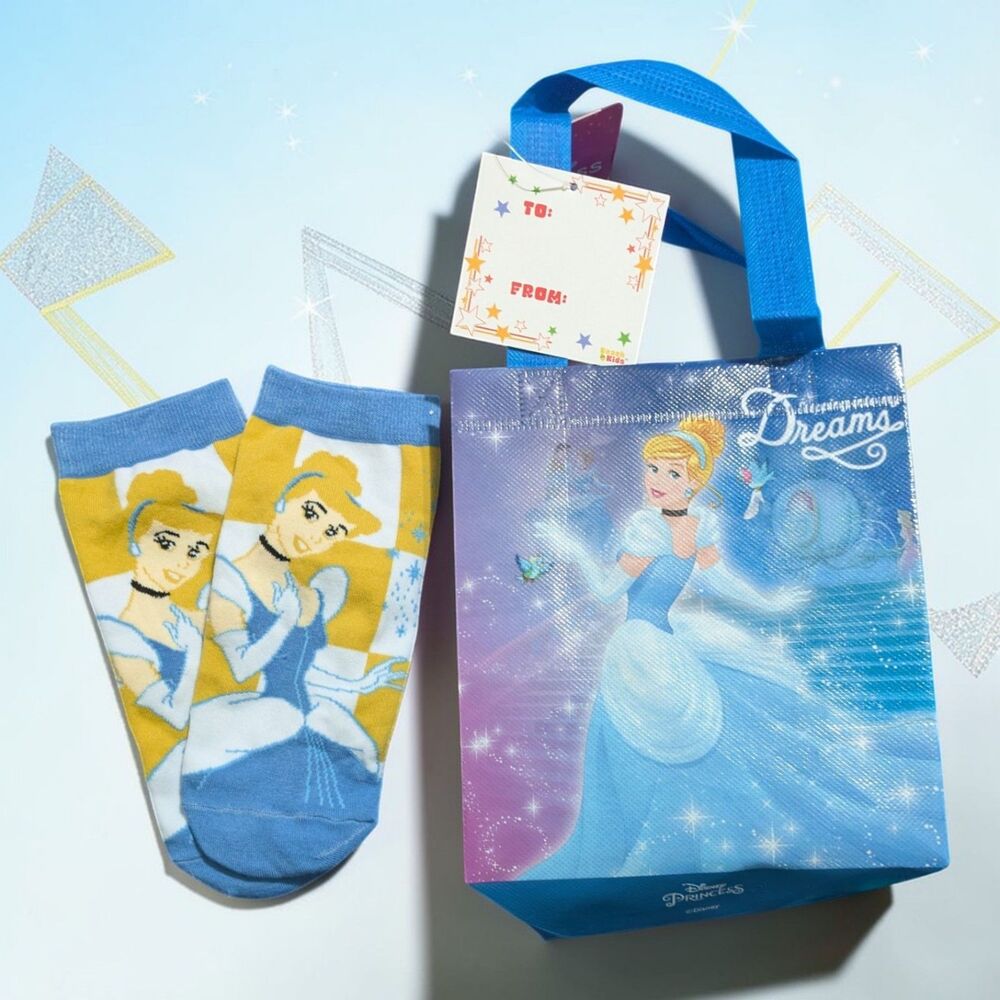 Princess Inspired Women’s Socks & Gift Tote Bag Set Blue Fairytale Socks